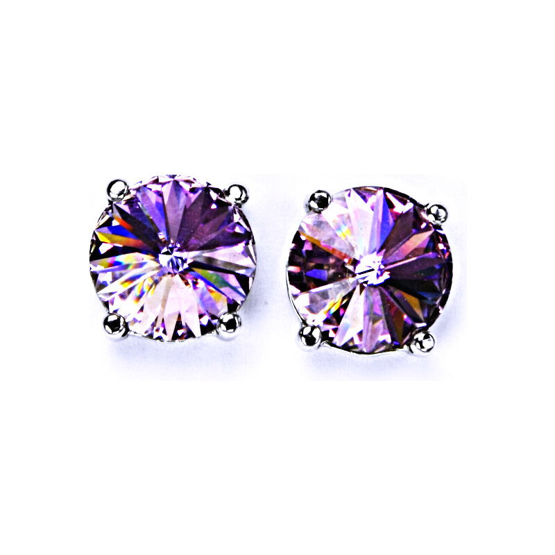 Čištín s.r.o. Stříbrné náušnice na šroubek s krystaly Swarovski