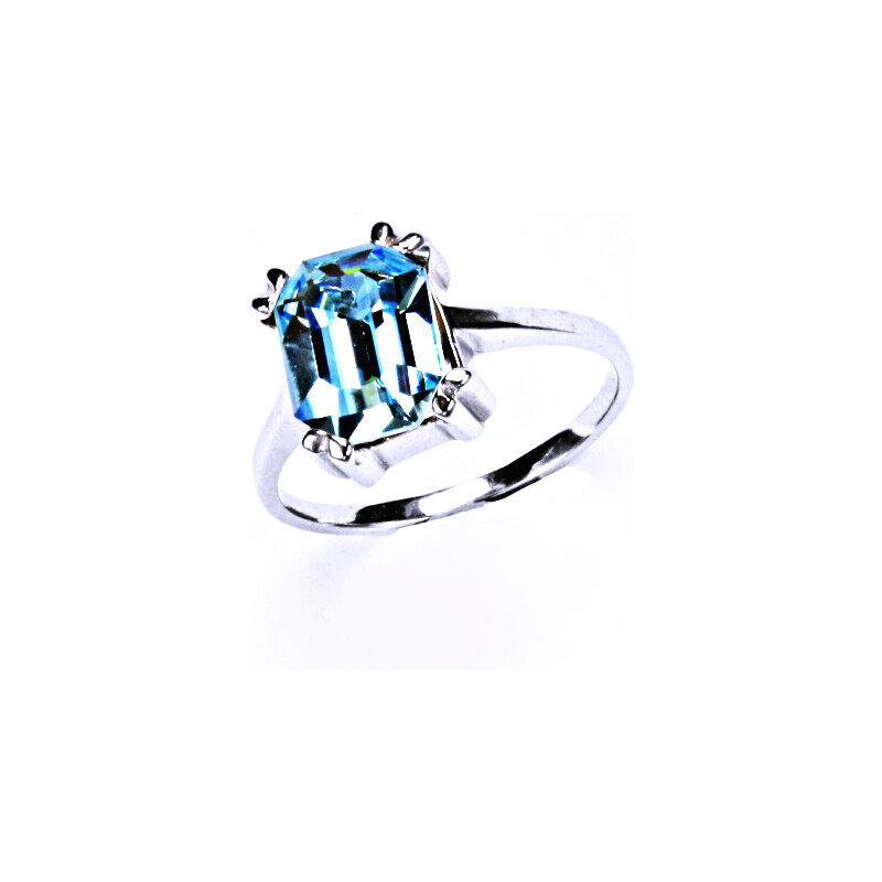 Čištín s.r.o. Stříbrný prsten s krystalem aqua bohemica, T 1201