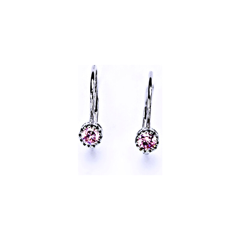 Čištín s.r.o. Stříbrné náušnice , pink zirkon - VE 141
