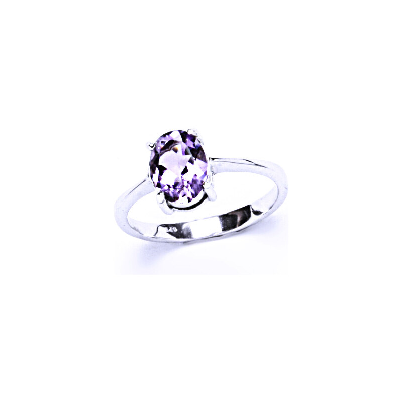 Čištín s.r.o. Stříbrný prsten, přírodní světlý ametyst 8x6 mm -