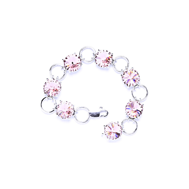 Stříbrný náramek s krystaly Swarovski Rivoli (Light rose 108409005