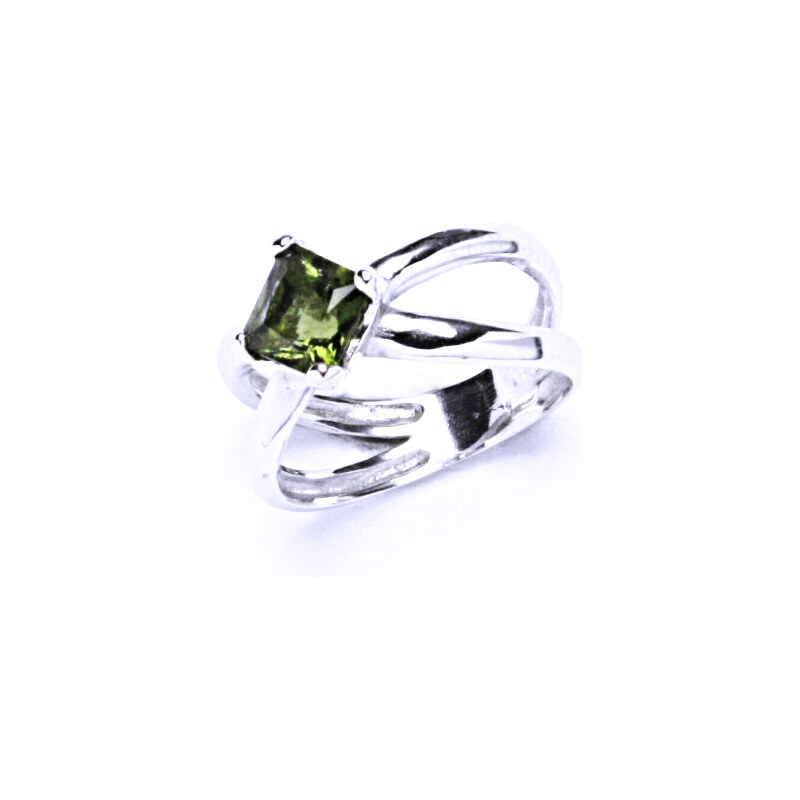 Čištín s.r.o. Stříbrný prsten, přírodní vltavín 6x6 mm - T 1265