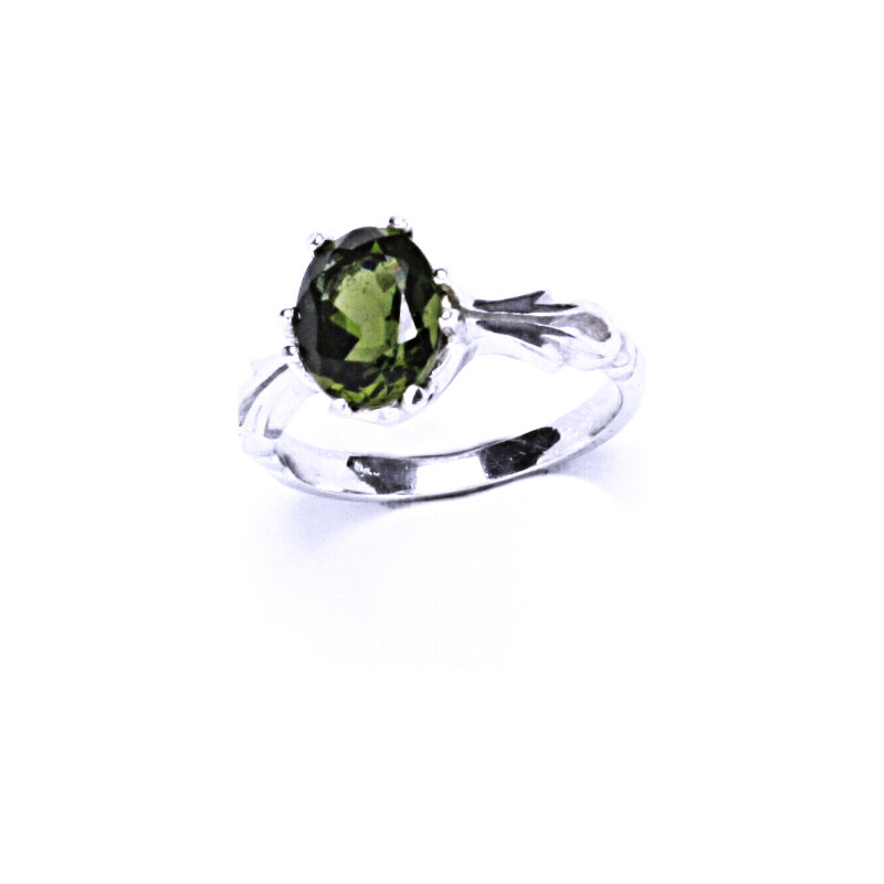 Stříbrný prsten , přírodní vltavín 9x7 mm - T 1262 15947433