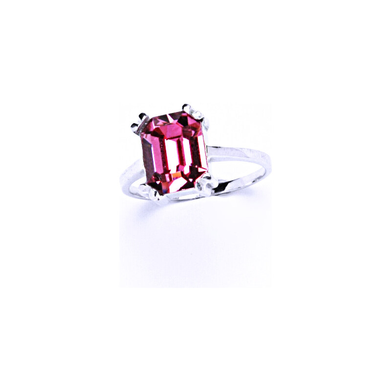 Čištín s.r.o. Stříbrný prsten se Swarovski krystalem rose, T