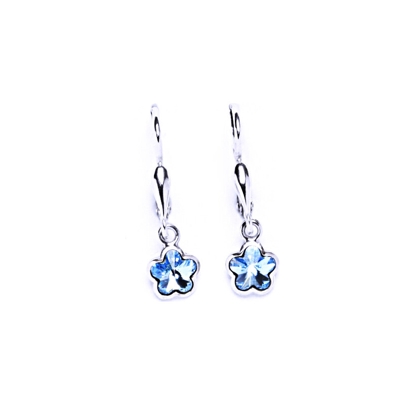 Čištín s.r.o. Náušnice stříbrné s krystalem Swarovski akvamarin,