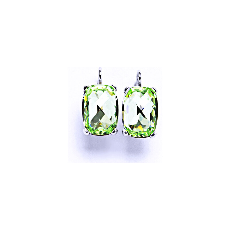 Stříbrné náušnice s krystaly Swarovski chryzolit, NK 15947552