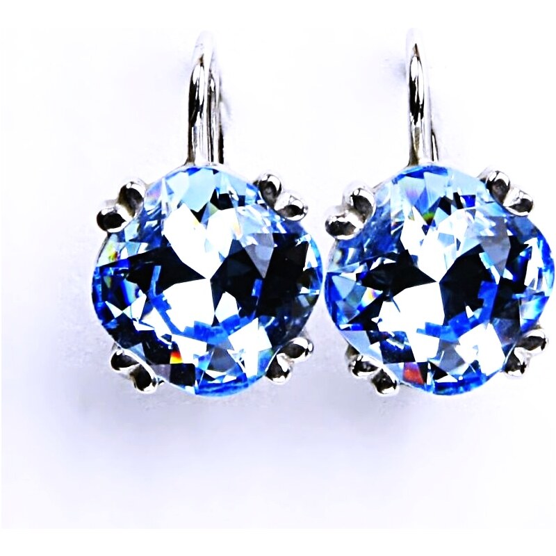Čištín s.r.o. Stříbrné náušnice, krystal Swarovski, akvamarin,