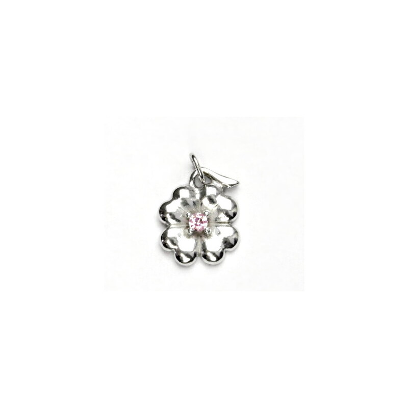 Čištín s.r.o. Zlatý přívěsek čtyřlístek, pink zirkon, bílé i