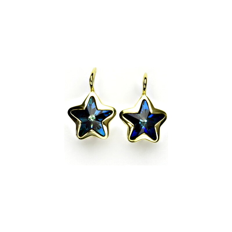 Čištín s.r.o. Zlaté náušnice,žluté zlato,hvězdičky,Swarovski