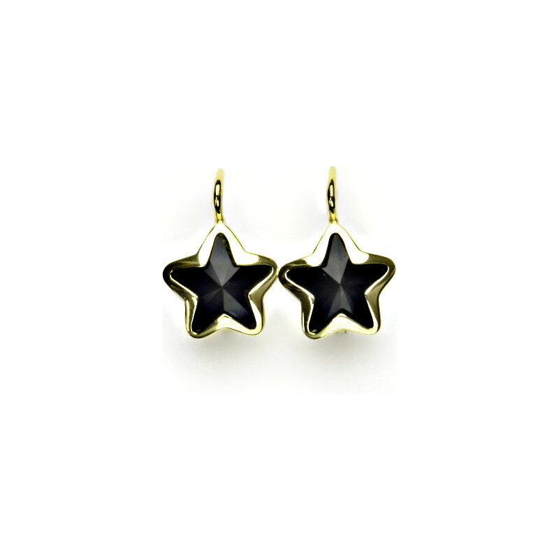 Čištín s.r.o. Zlaté náušnice,žluté zlato,hvězdičky,Swarovski