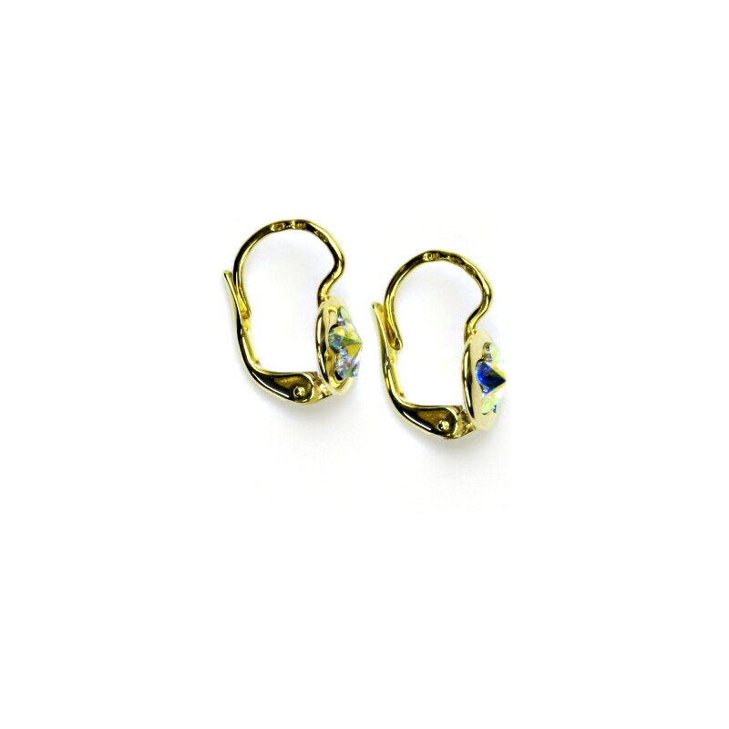 Čištín s.r.o. Zlaté náušnice, žluté zlato, Swarovski krystal AB,