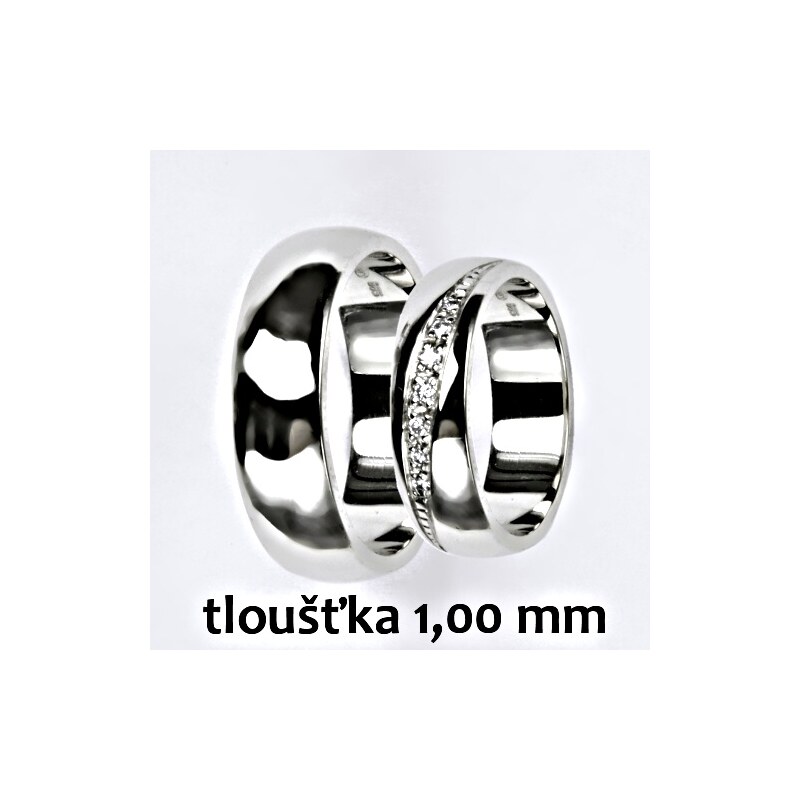 Snubní prsteny na zakázku žluté i bílé zlato, půlkulatý 15949162