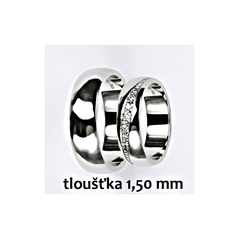 Snubní prsteny na zakázku žluté i bílé zlato, půlkulatý 15949164