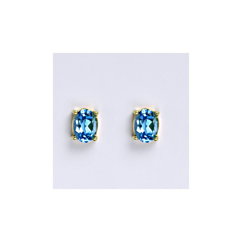 Čištín s.r.o. Zlaté náušnice,přírodní topaz, žluté zlato 14 ct,