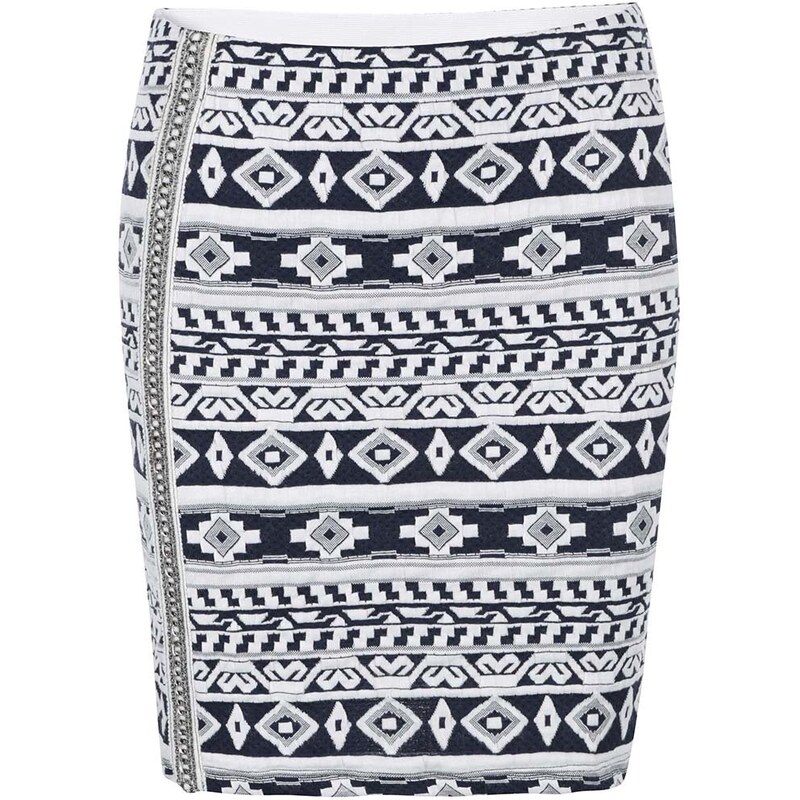 Bílá sukně s modrým vzorem vzorem ONLY Olympia