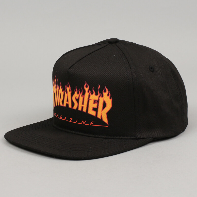 Thrasher Flame Logo Structured Snapback černá