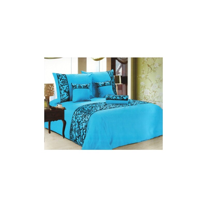 NOVIA Luxusní povlečení se saténem, bavlna, 6 dílné, světle modrá, 140x200 70x90 40x40