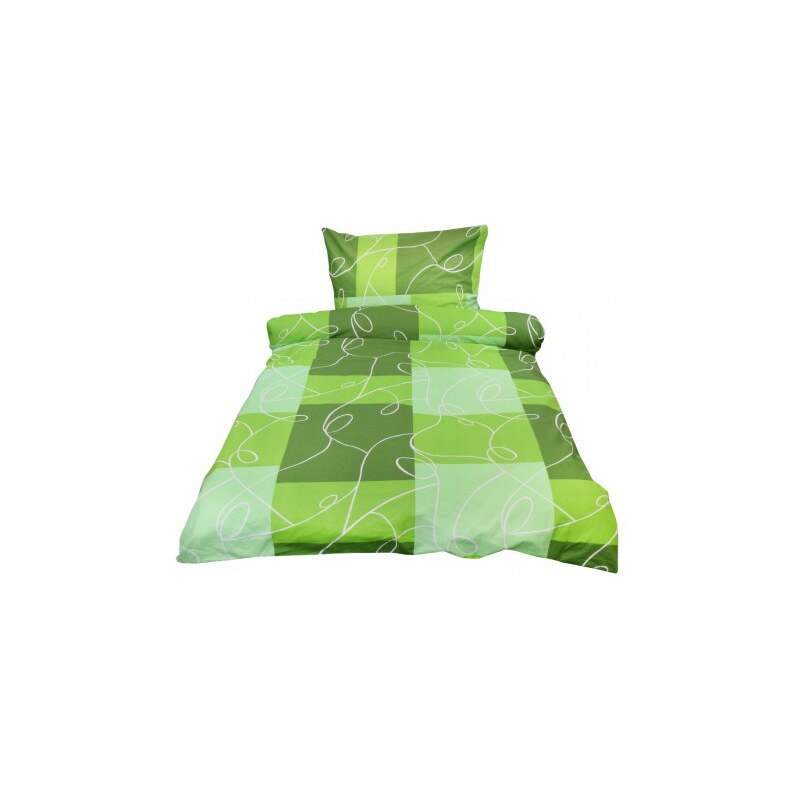 NOVIA Povlečení Comfort+, Kostky, zelená, bavlna, 2 dílné, 140x200 70x90