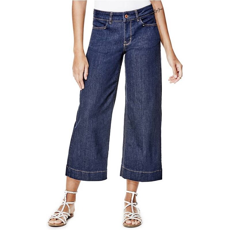Guess jeans Amber High-Rise Cropped Denim Culottes with Silicone Rinse