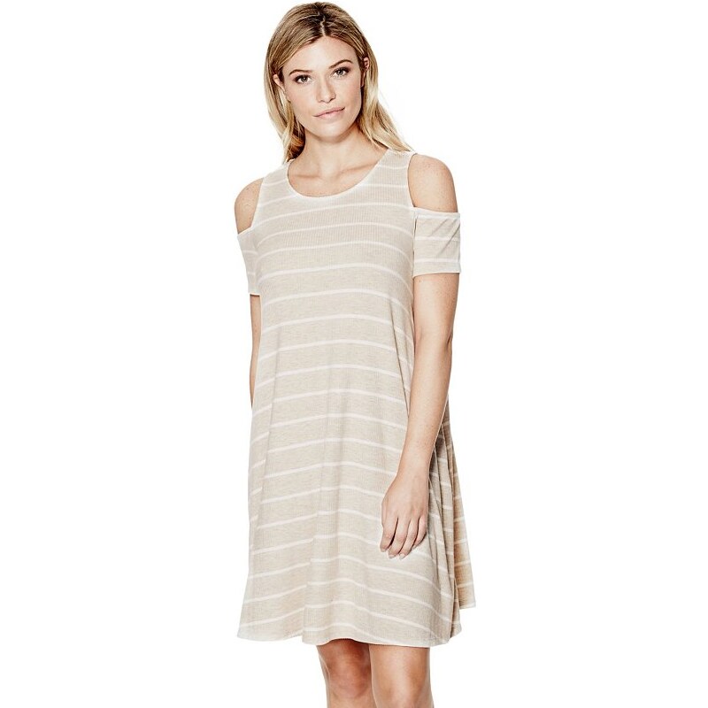 Guess šaty Nore Cold-Shoulder Striped