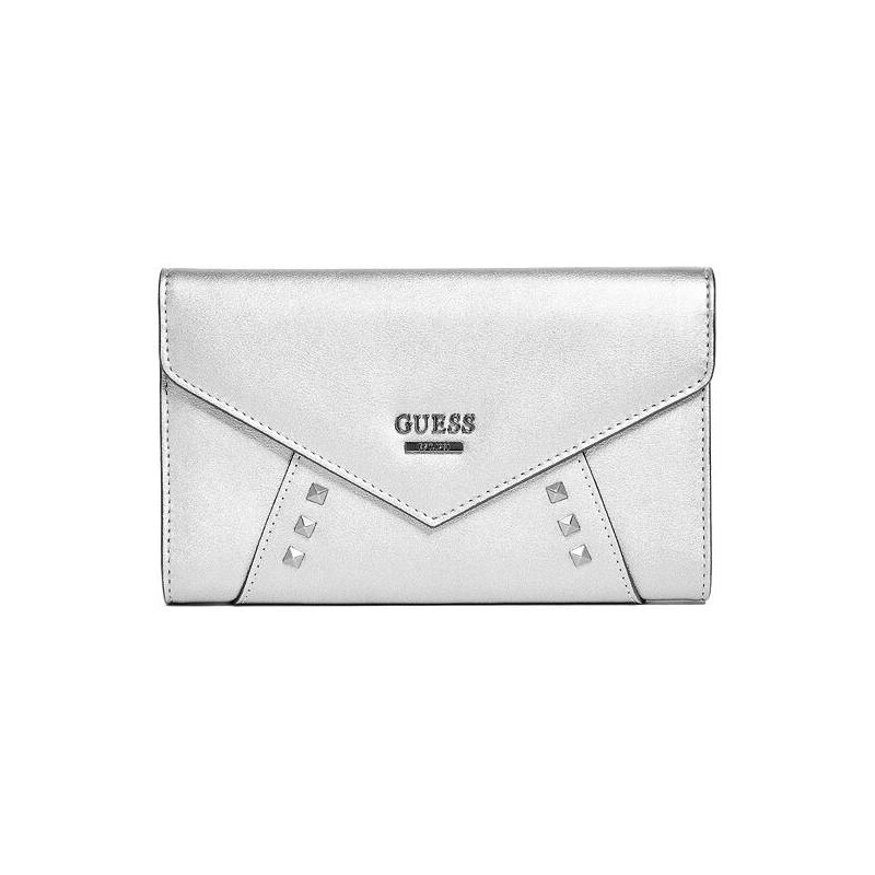 Guess peněženka Gia Metallic Clutch Stříbrná