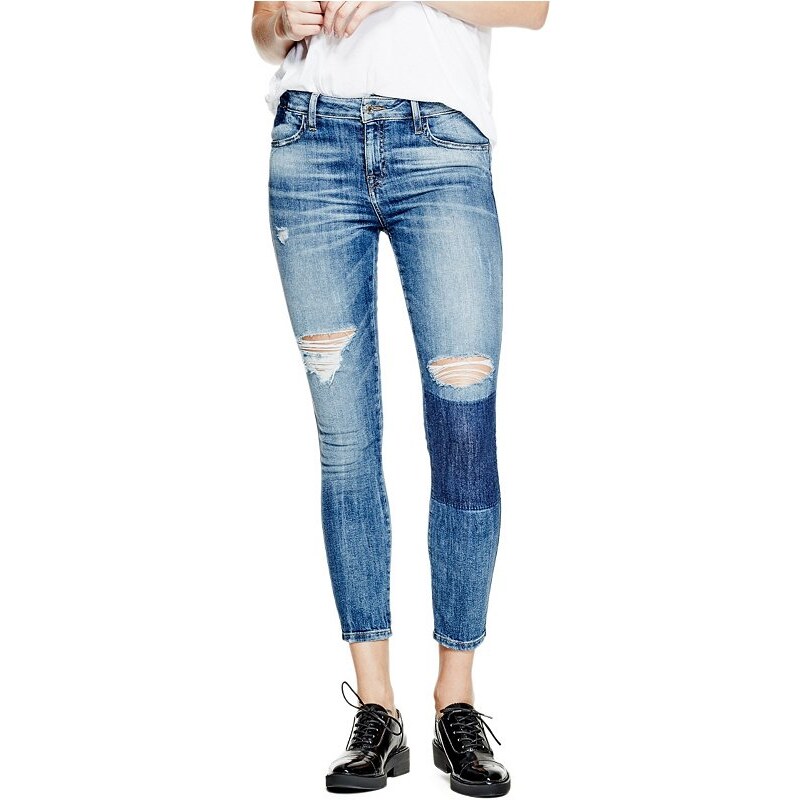 Guess jeans Mid-Rise Ankle Skinny Modrá