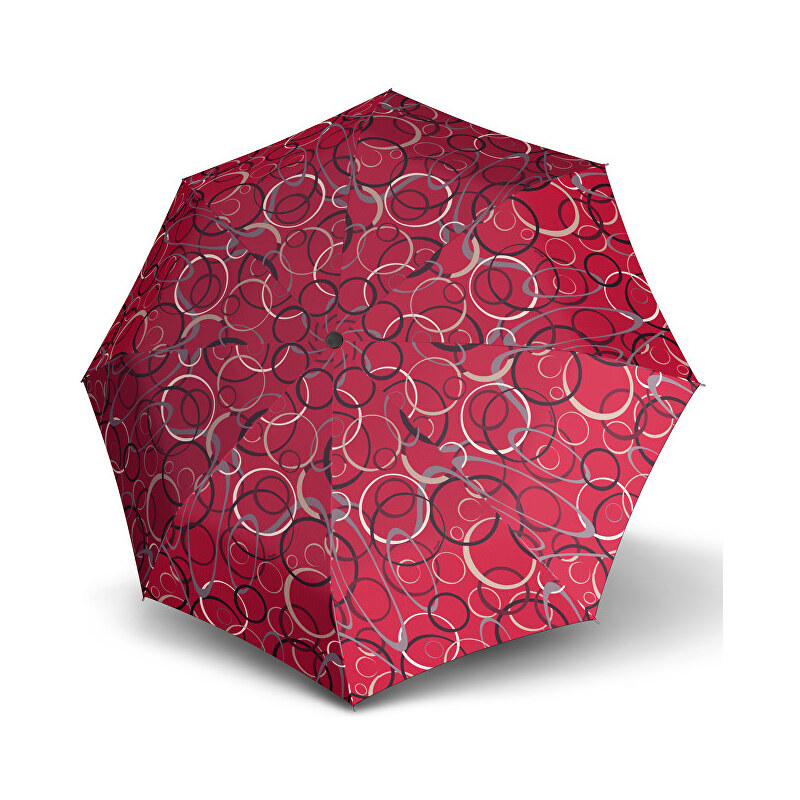 Doppler Dámský skládací plně automatický deštník Fiber Magic Graphic - červený s kruhy 7441465G22-1