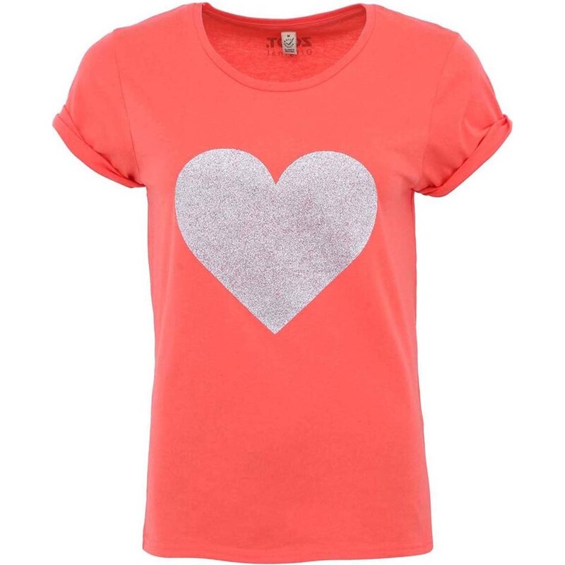 Korálové dámské tričko ZOOT Originál Stříbrné srdce
