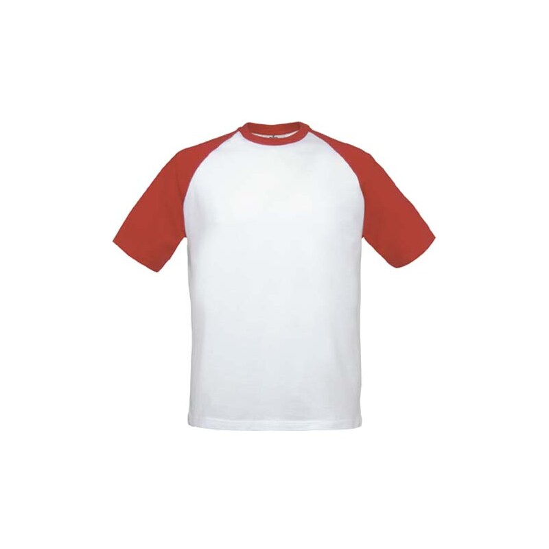 B&C Pánské triko s krátkým rukávem Baseball B&C (TU020) Bílá / Červená S