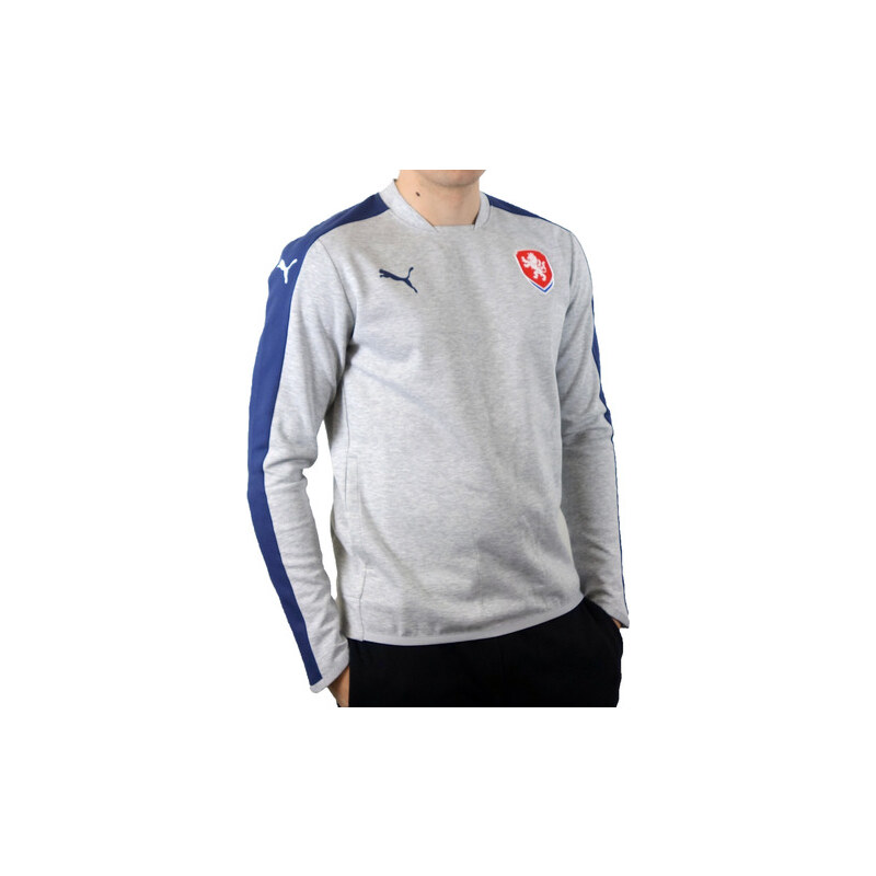 PUMA Pánská mikina Czech Republic Casuals Crew Ne - Šedá 7487611-11