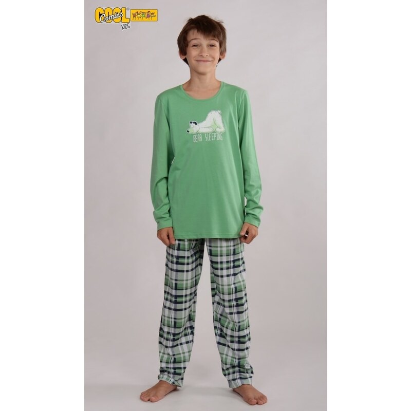 Vienetta Kids Dětské pyžamo dlouhé Medvěd ospalec - zelená