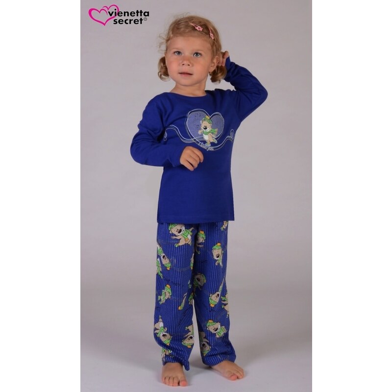 Vienetta Kids Dětské pyžamo dlouhé Méďa na bruslích - modrá