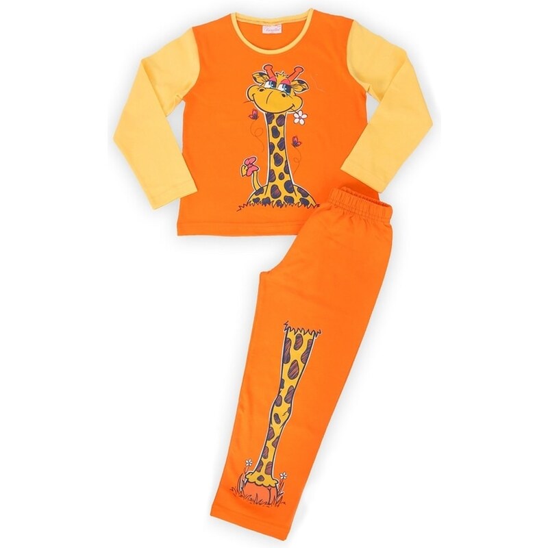 Vienetta Kids Dětské pyžamo dlouhé Malá žirafa - oranžová