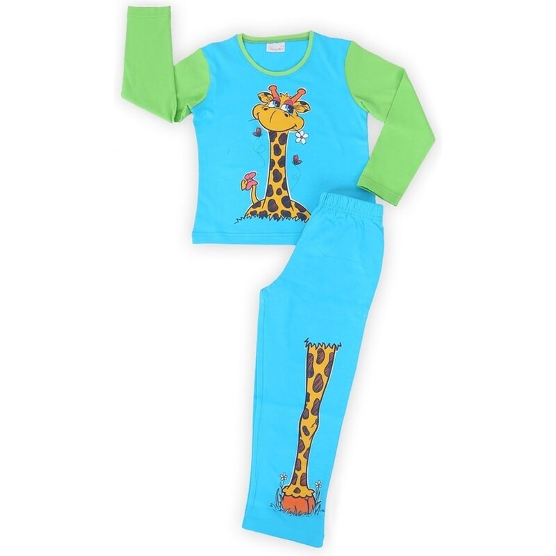 Vienetta Kids Dětské pyžamo dlouhé Malá žirafa - tyrkysová
