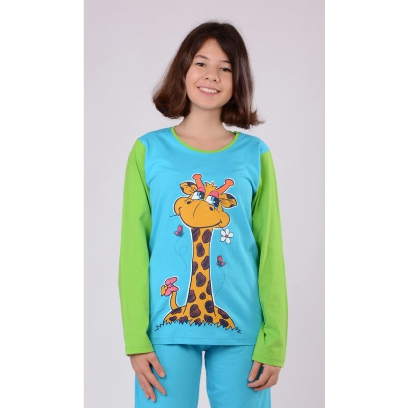 Vienetta Kids Dětské pyžamo dlouhé Žirafa - tyrkysová