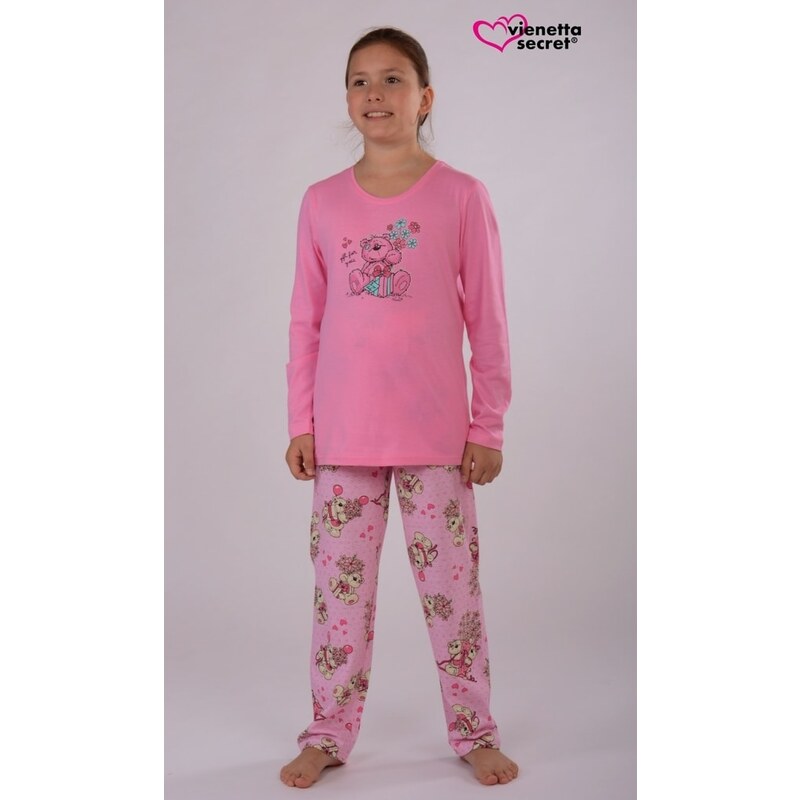 Vienetta Kids Dětské pyžamo dlouhé Medvěd Gift - růžová