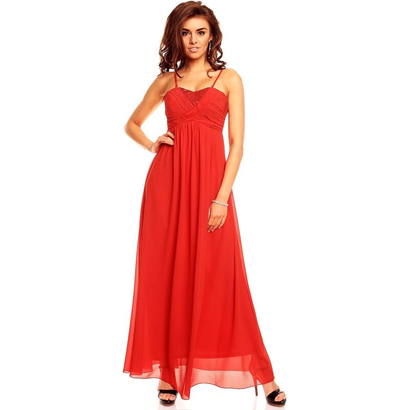 Charm´s Paris Luxusní červené dlouhé šaty Francie