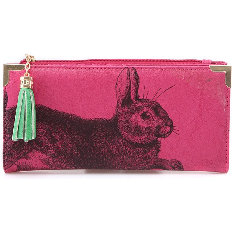 Růžová rozkládací peněženka s králíkem Disaster Bohemia