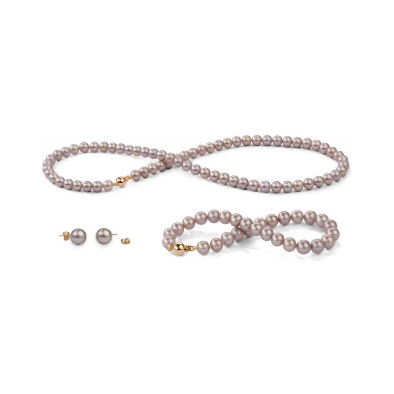 Eppi Zlatá kolekce s levandulovými 6-6.5mm perlami Radlea