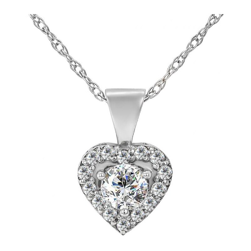 Eppi Zlatý náhrdelník s diamantovým halo srdcem Delma