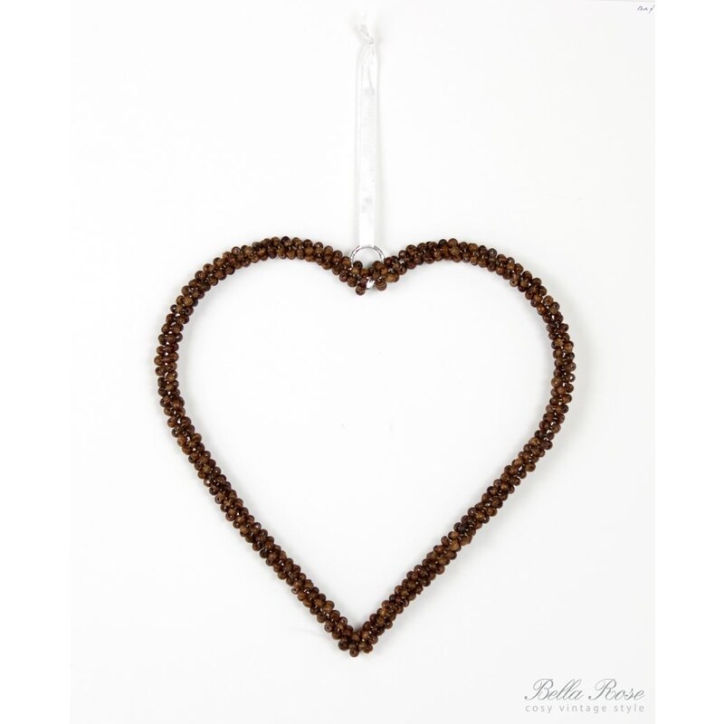 NORDAL Závěsné dekorativní srdce Wooden beads