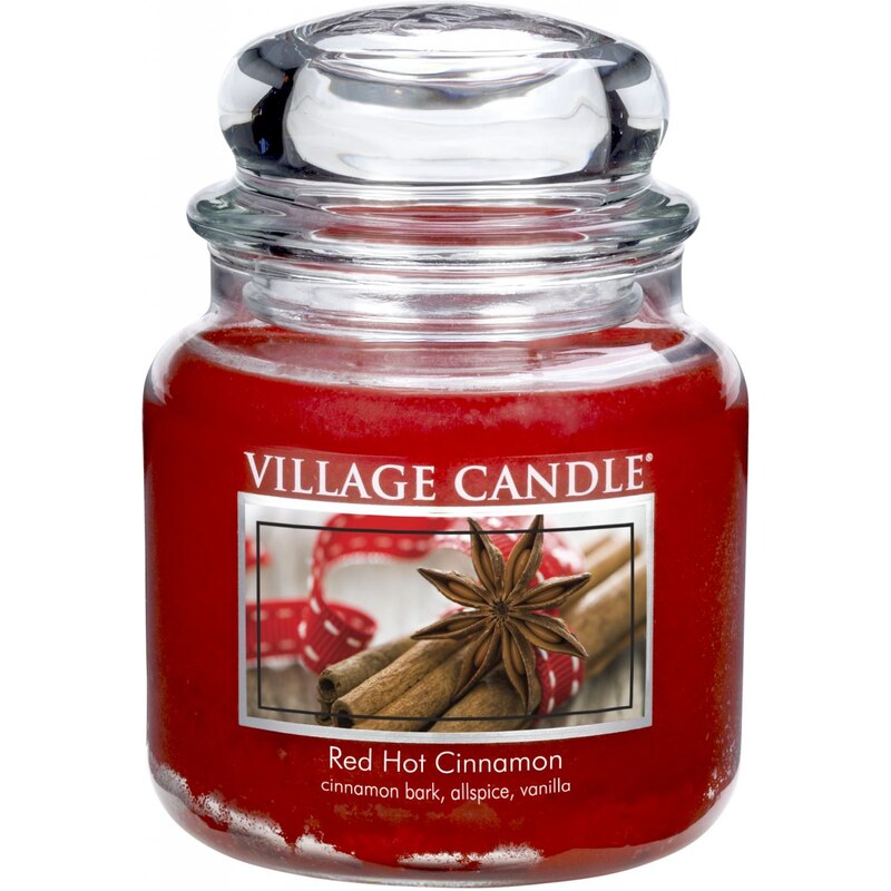 Village Candle Svíčka ve skle Red Hot Cinnamon - střední