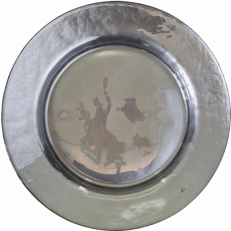 Green Gate Skleněný talíř Silver pearl 25 cm