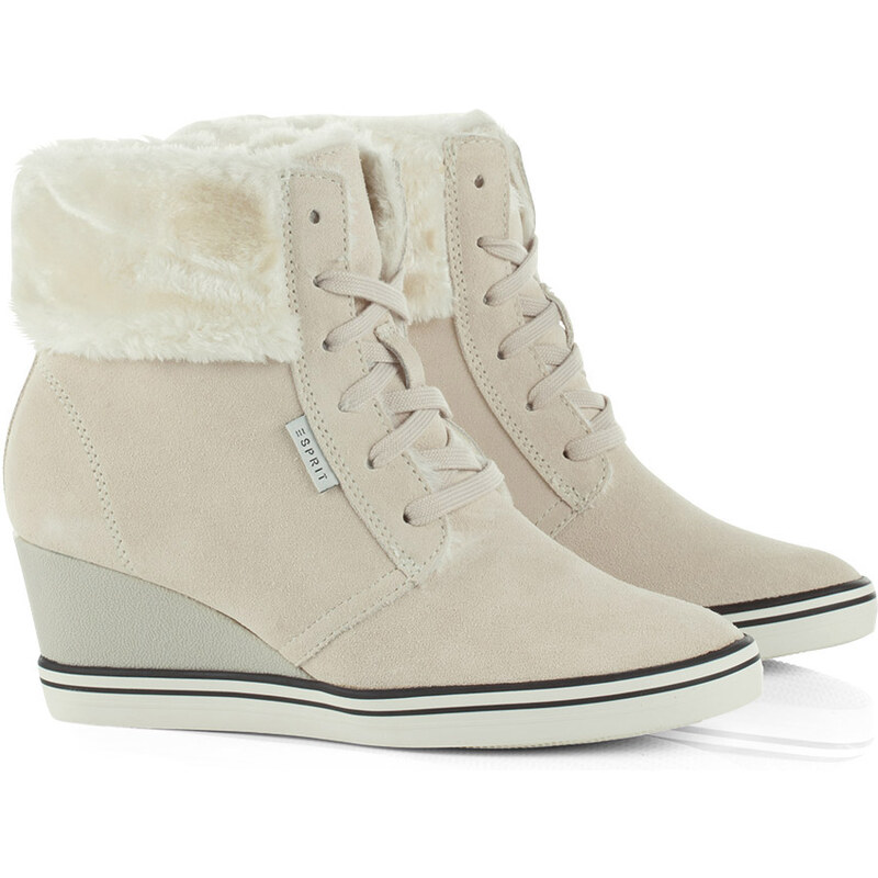 Esprit lined leather wedge heel ankle boot