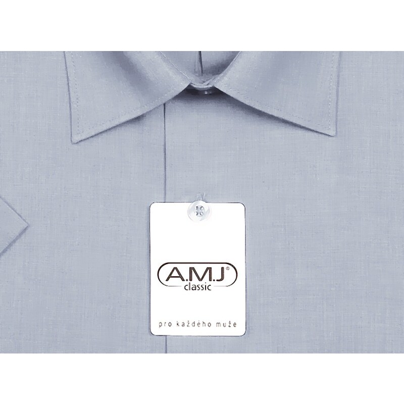 Pánská košile AMJ jednobarevná JK082, holubí šeď, krátký rukáv
