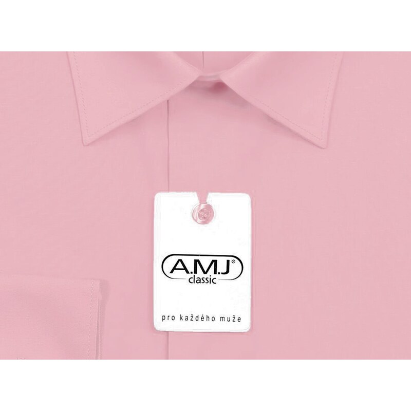 Pánská košile AMJ jednobarevná JDP090, světle fialová, dlouhý rukáv, prodloužená délka