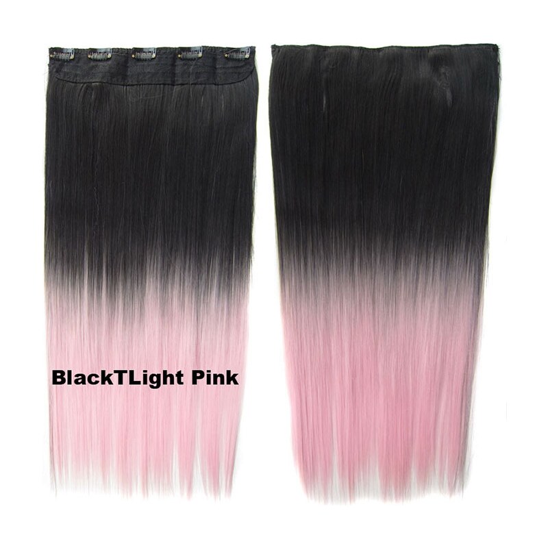GIRLSHOW Clip in vlasy - 60 cm dlouhý pás vlasů OMBRE - odstín Black T Light Pink