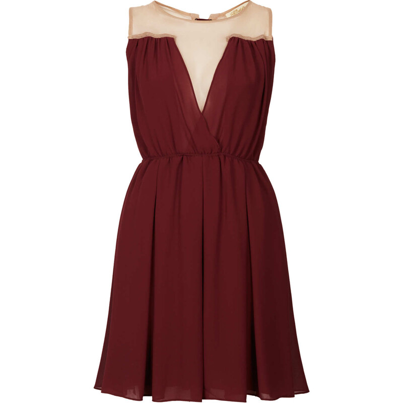 Topshop **Faith Maroon and Nude Dress by Goldie