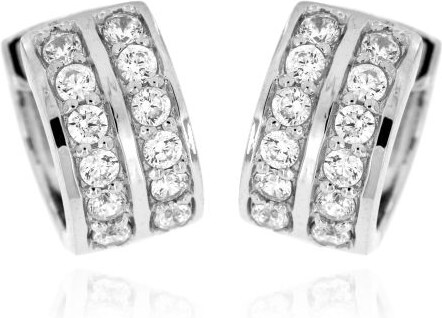 Zlatnictví U Kostela Stříbrné náušnice kroužky s třpytivými zirkony AE3844