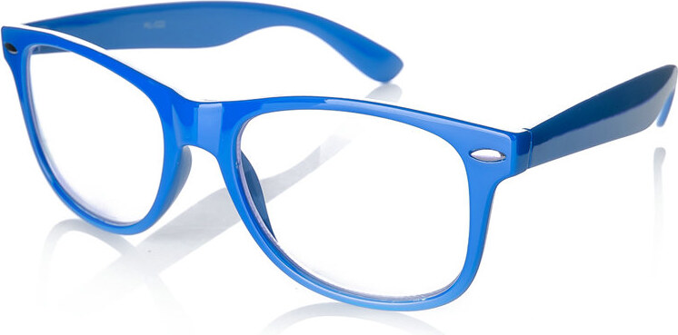 Sunmania Modré čiré imidžové brýle Wayfarer